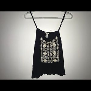 Black Embroidered Tank Top